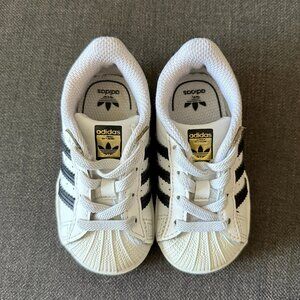 Adidas White Superstar (Gold Tongue) Toddler Size 5